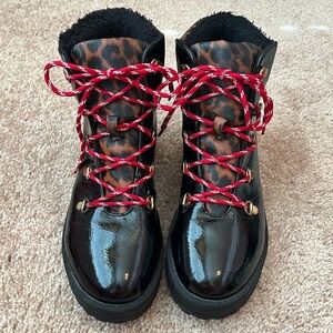 Leopard Shiny Faux Leather Boots